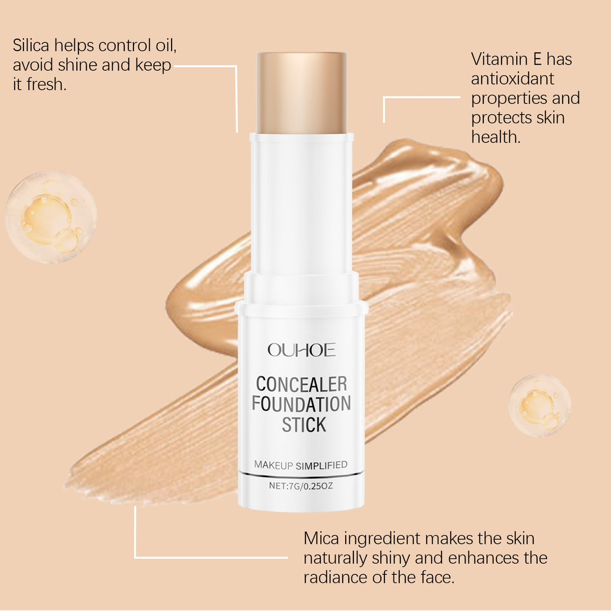 Waterproof & Sweatproof Concealer Stick Foundation - Portable 7g