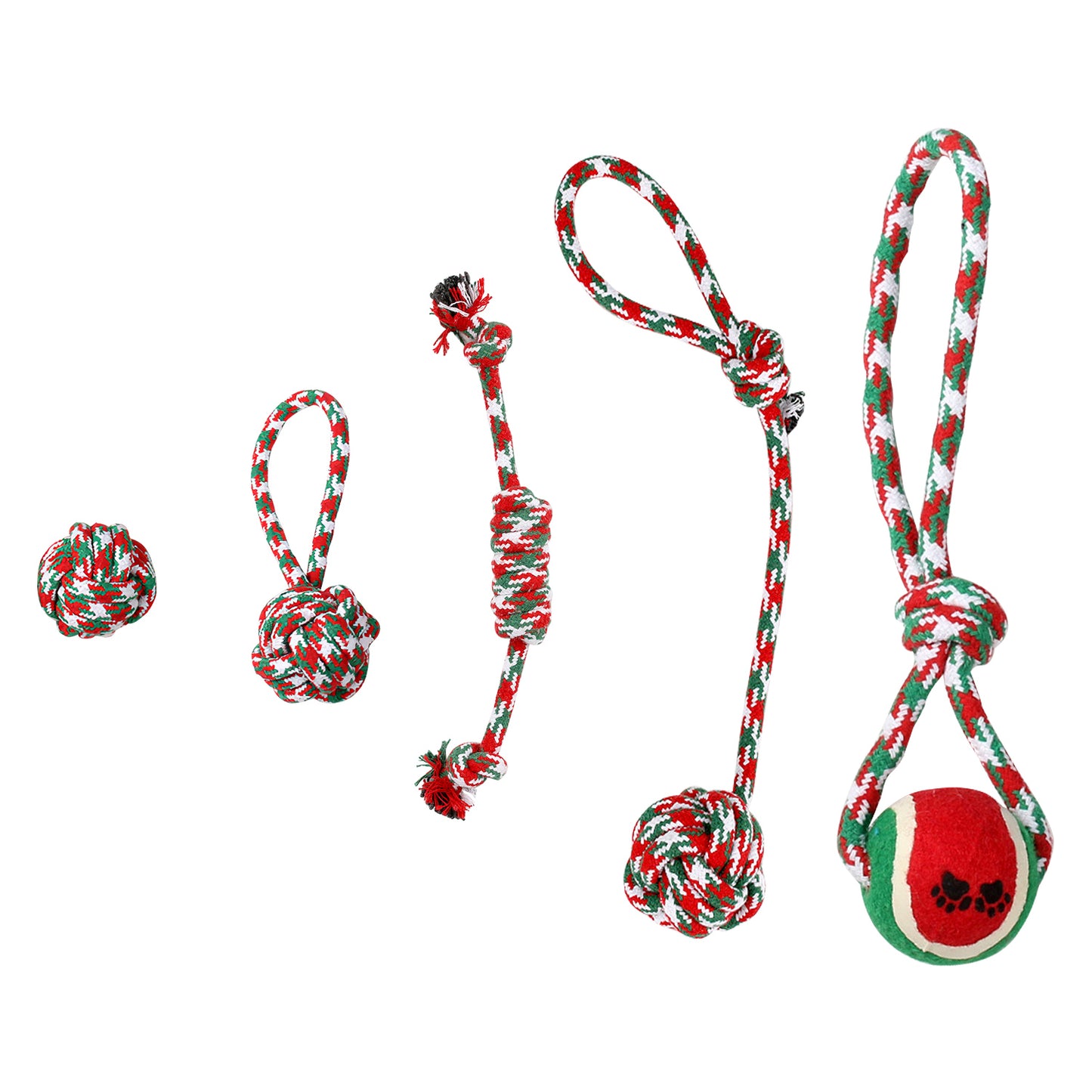 Christmas Dog Rope Chew Toys Set - Interactive Puppy Teething Toys for Small & Medium Dogs
