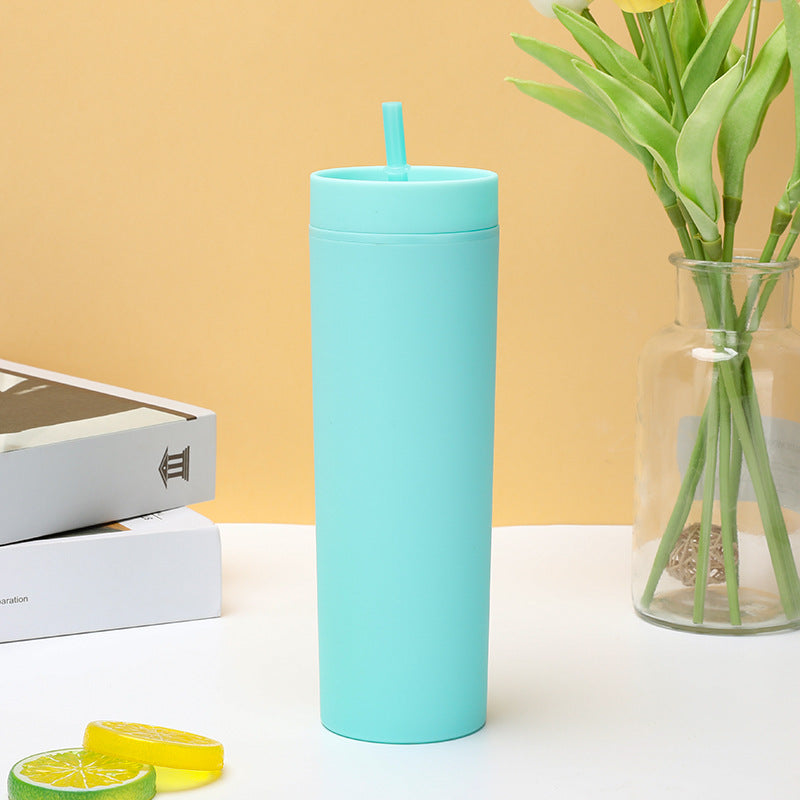 Double Layer Plastic Frosted Drink Cup - 16oz Leakproof Kitchenware