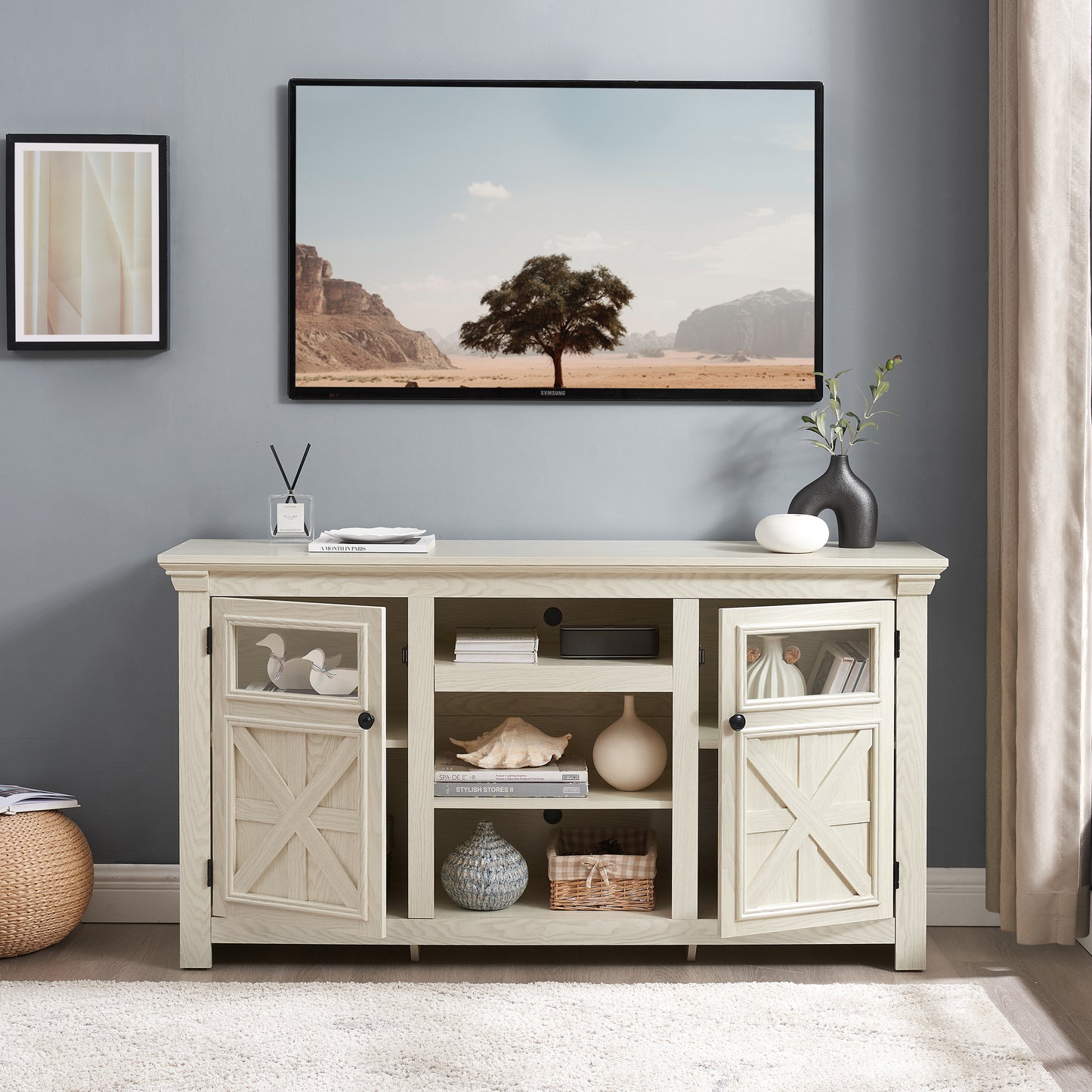 2 Doors Cabinet Farmhouse Cabinet, TV Stand Barn Design,Modern Media