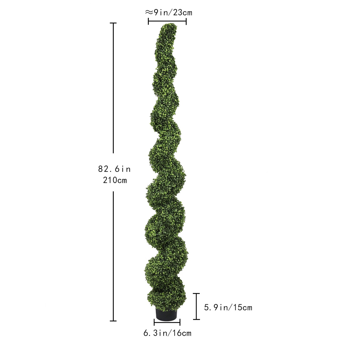 7FT Artificial Spiral Topiary Tree - Large Potted Green Plant