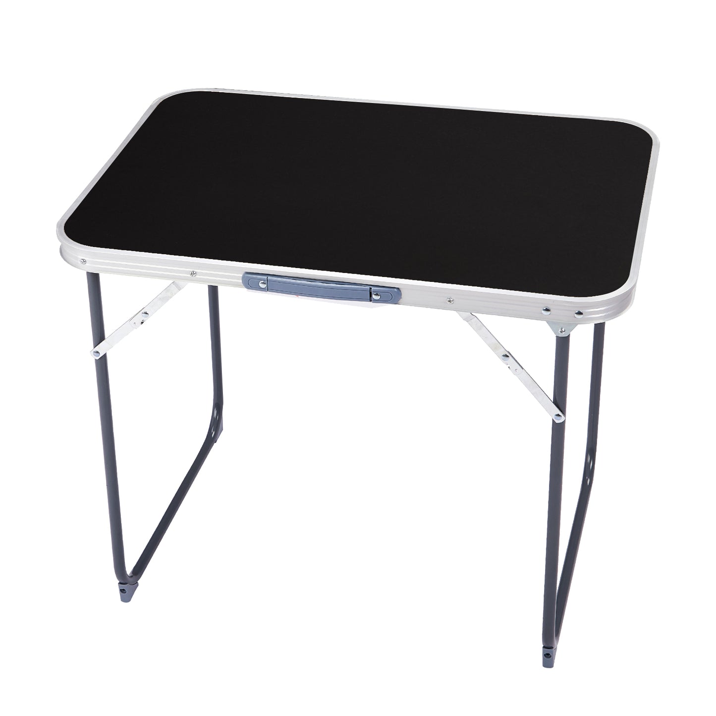 2.3ft Black Aluminum Folding Table - Lightweight & Durable