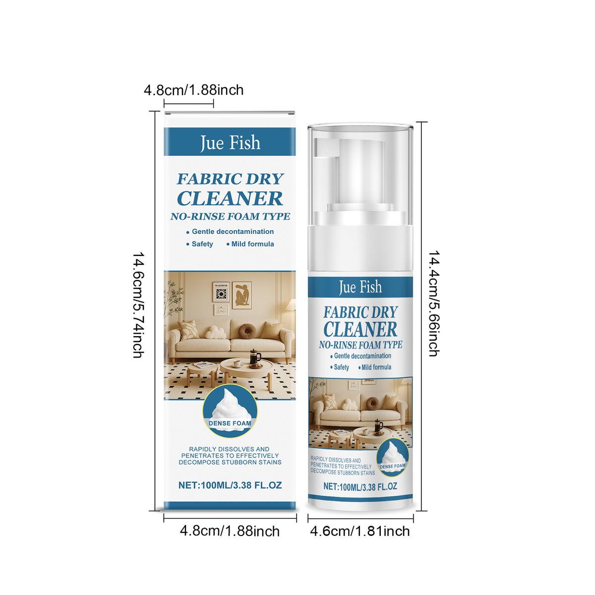 Fabric Sofa Cleaner 120ml Stain Remover for Upholstery - Non-Irritating, Easy to Use