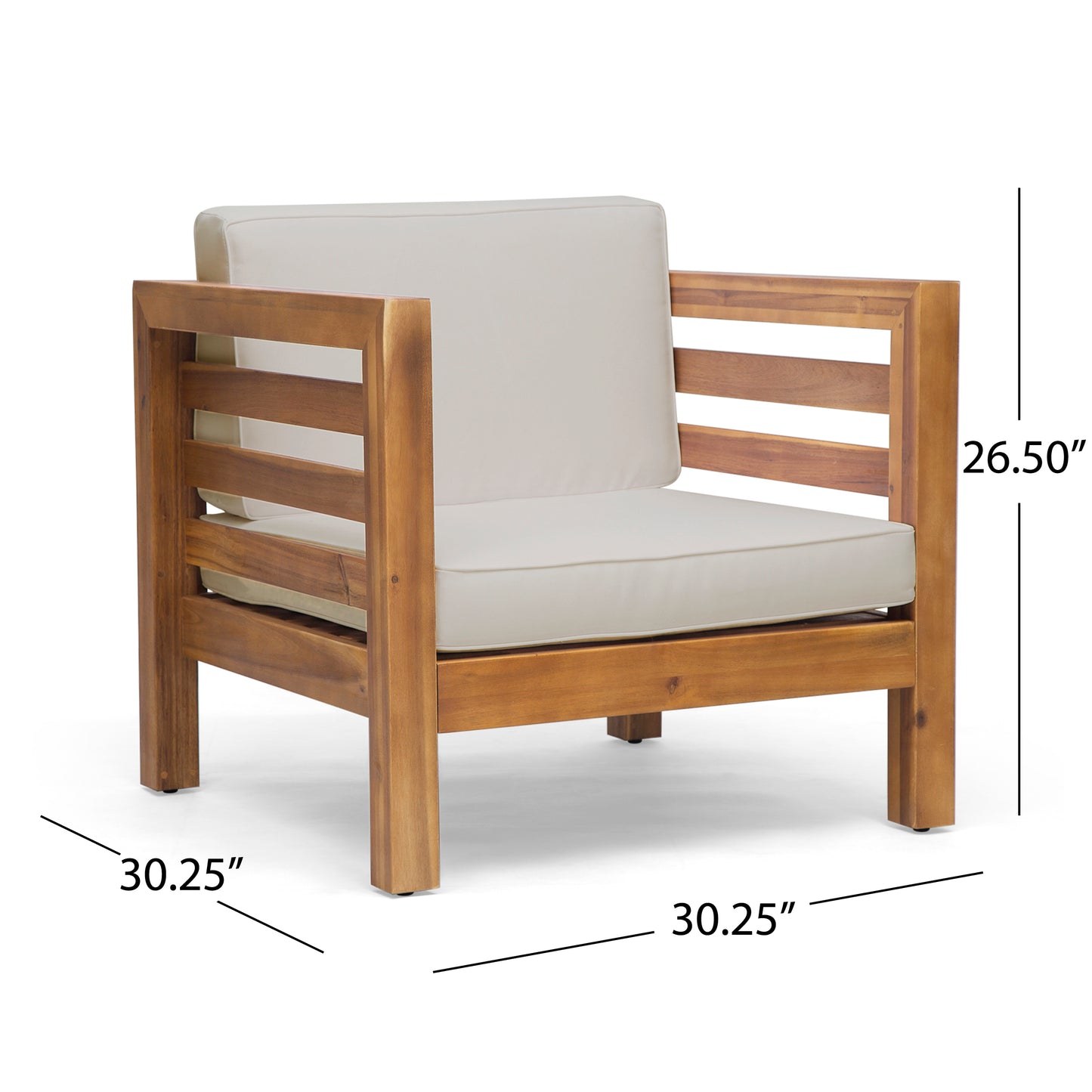 Oana Club Chair - Beige Acacia Wood for Outdoor Comfort