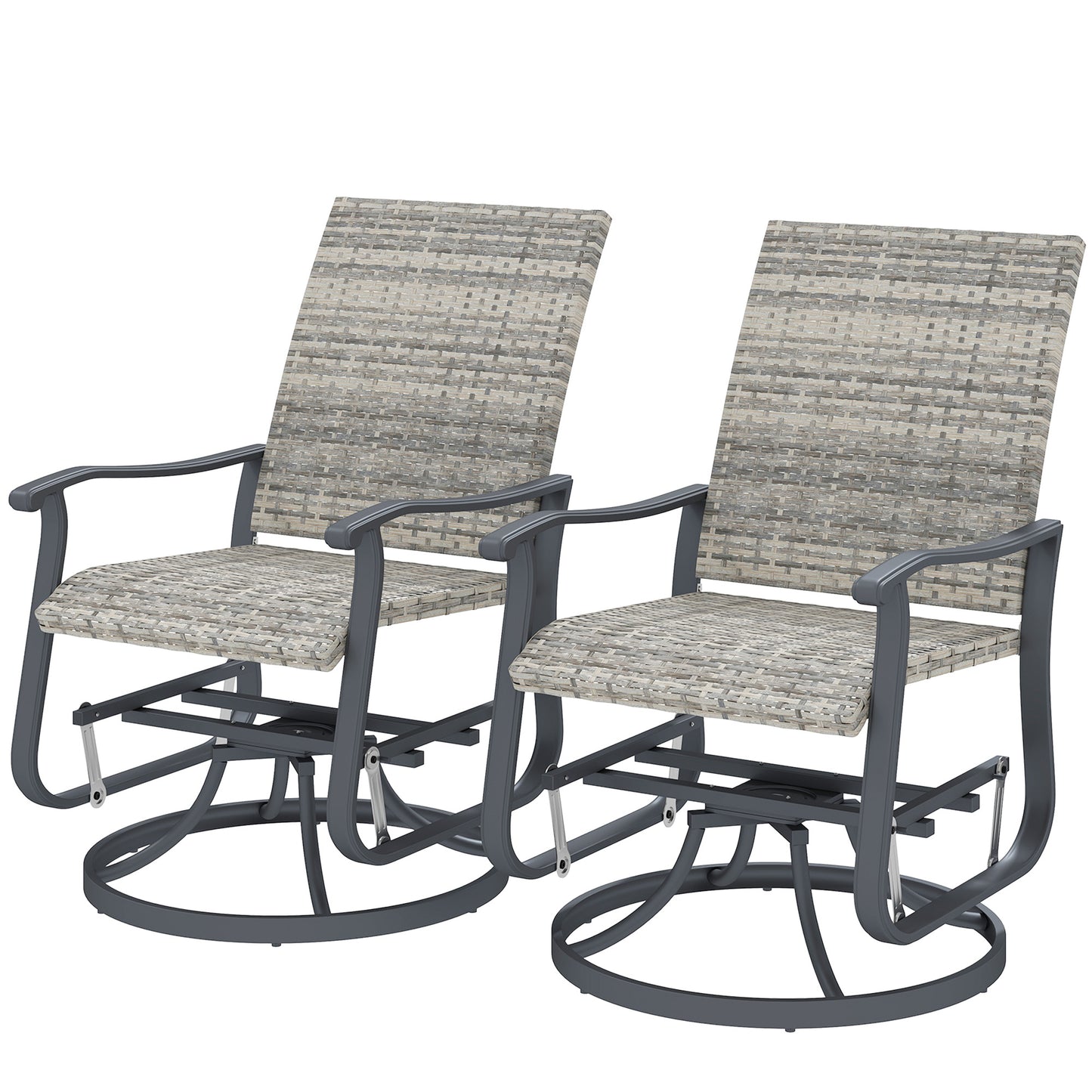Outdoor Rattan Swivel Glider Chair Set of 2 - Yellow
