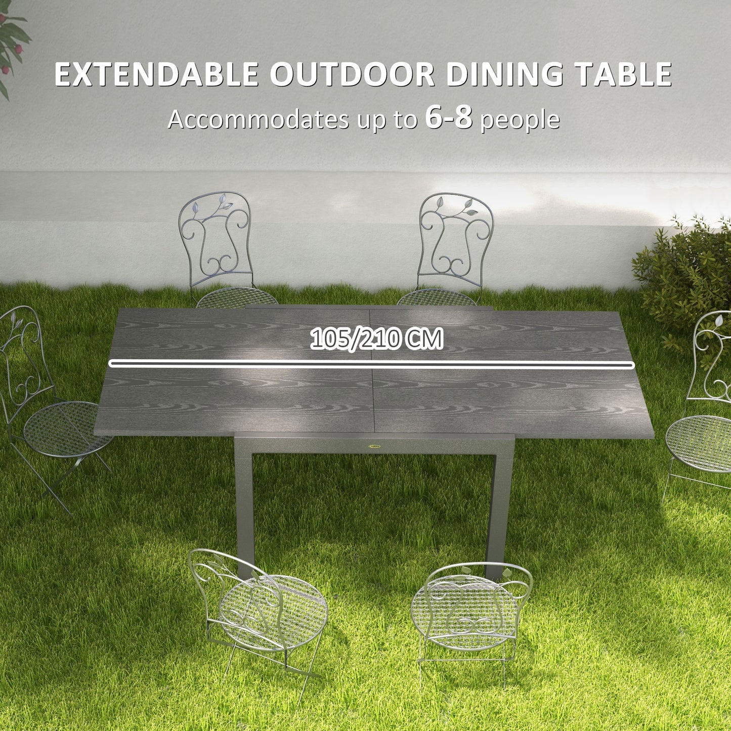 Rectangular Patio Dining Table for 6-8 People - Dark Gray
