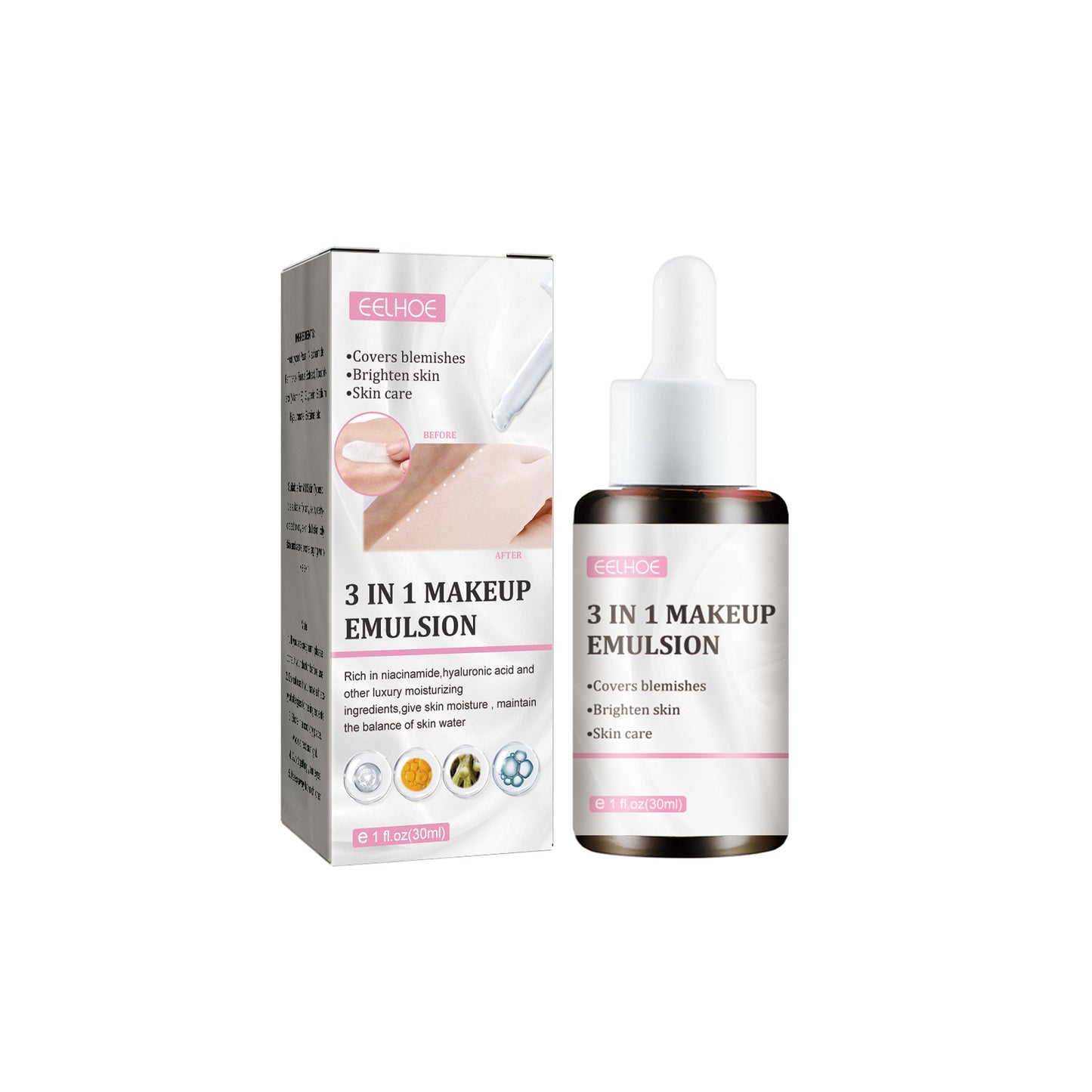 3-in-1 Brightening Face Cream - Moisturizing Concealer & Bare Base
