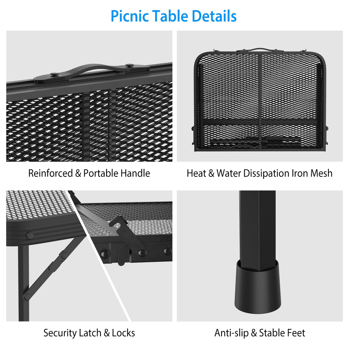 Foldable Camping Table - Adjustable Height, 88lbs Capacity
