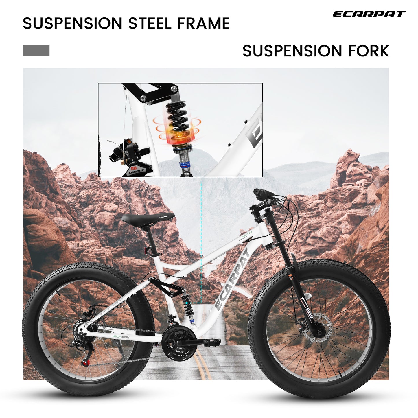 26 Inch Full-Suspension Mountain Bike with 21 Speeds & Disc Brakes