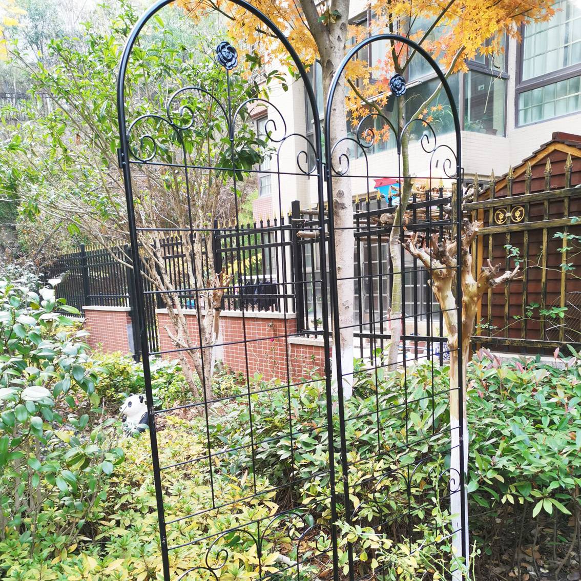 Metal Garden Trellis Pack for Climbing Plants Outdoor Support Black 4 Pack