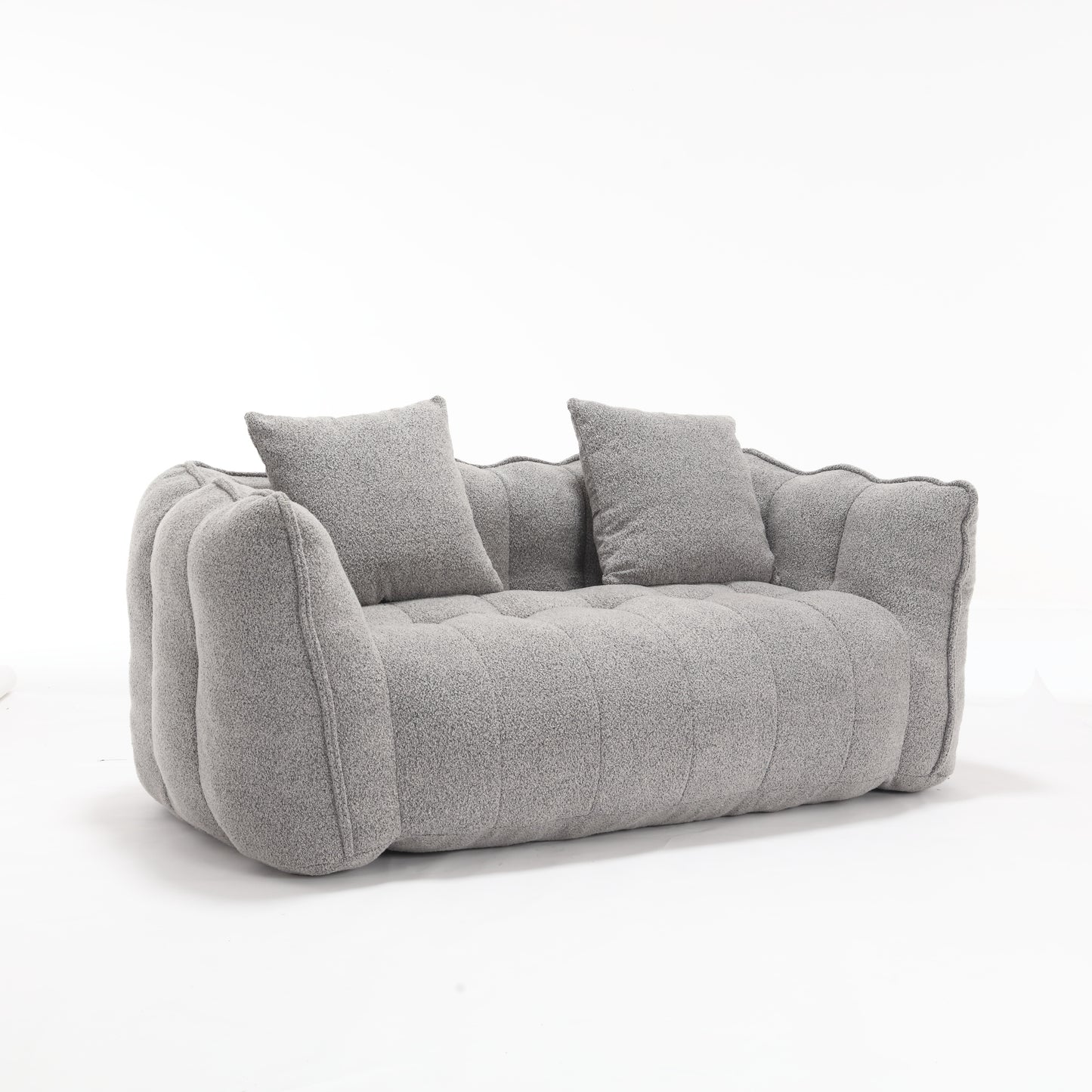 Soft Grey Beanbag Chair for Two - High Resilience Foam