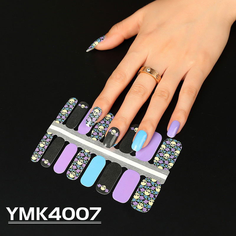 Halloween Skull & Autumn Leaf Nail Stickers - Adhesive Nail Art Decals