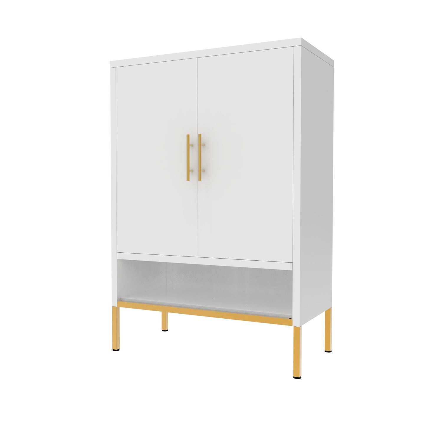 40-Inch Tall 2-Door Metal Shoe Cabinet - 7-Tier Organizer in White