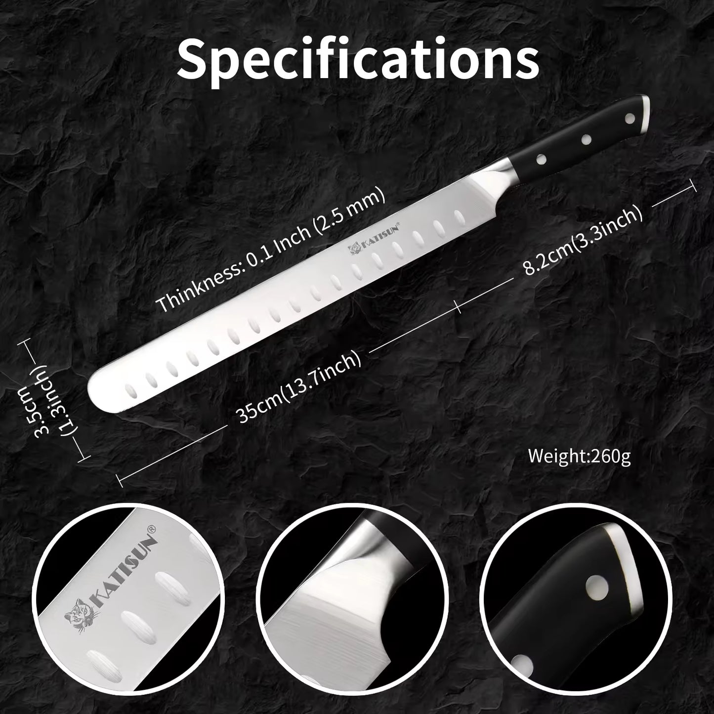 10-Inch Carbon Steel Chef Knife with Triple Rivet Handle