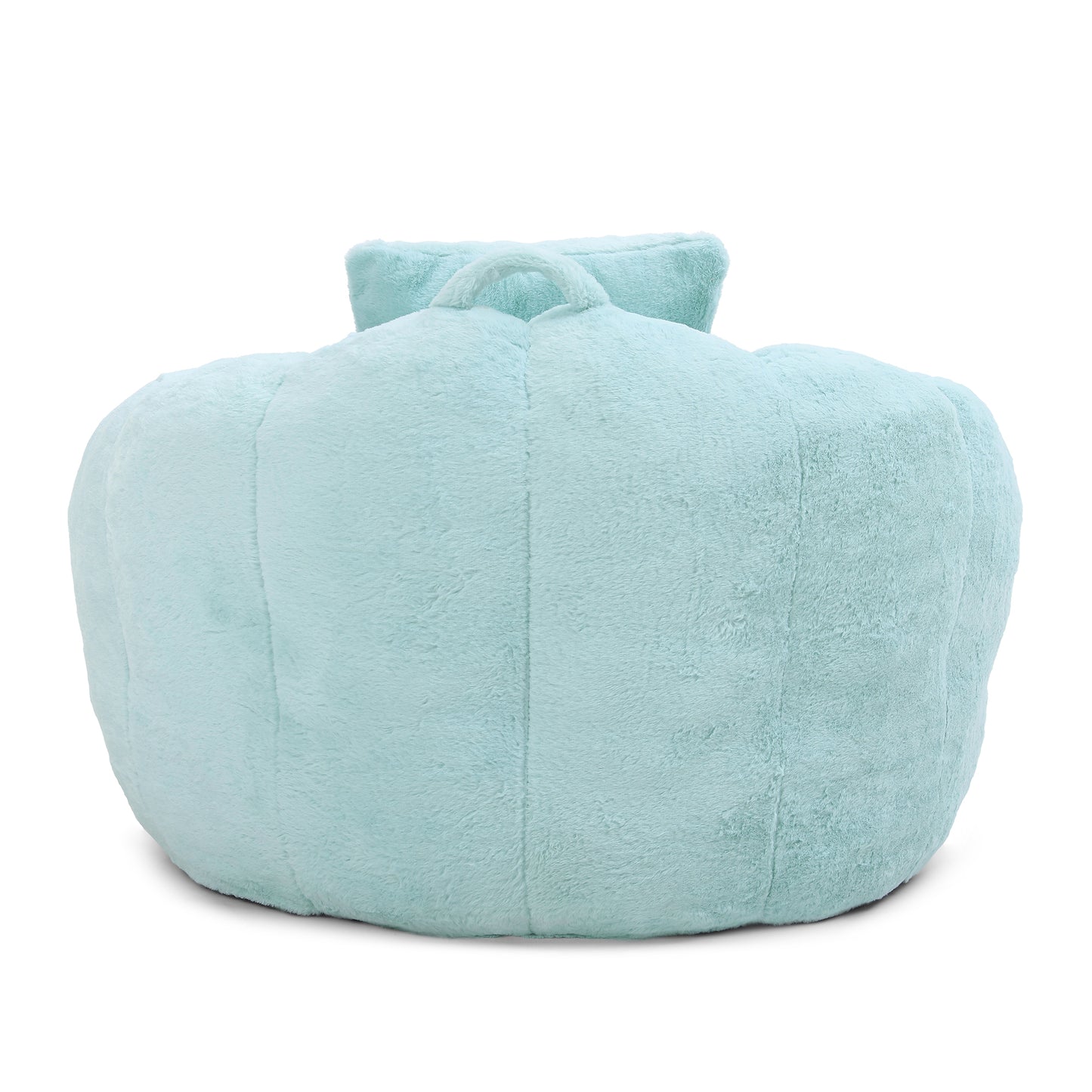 Oversized Faux Fur Bean Bag Chair with Footstool - Light Blue