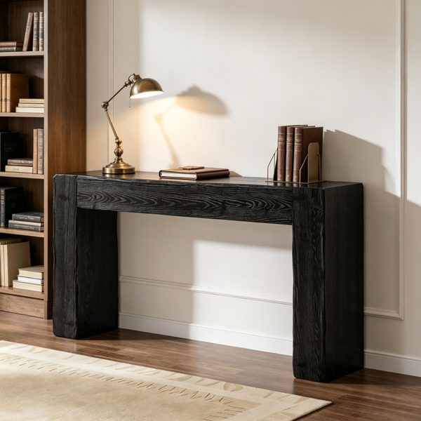 Long Solid Wood Console Table - Rustic Farmhouse Design