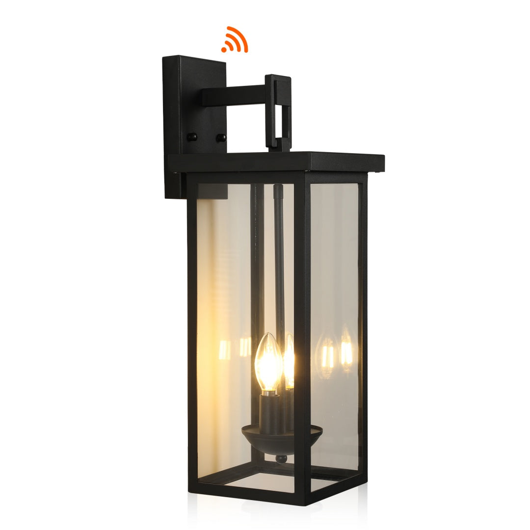 Outdoor Wall Lantern with Dusk to Dawn Sensor - Matte Black