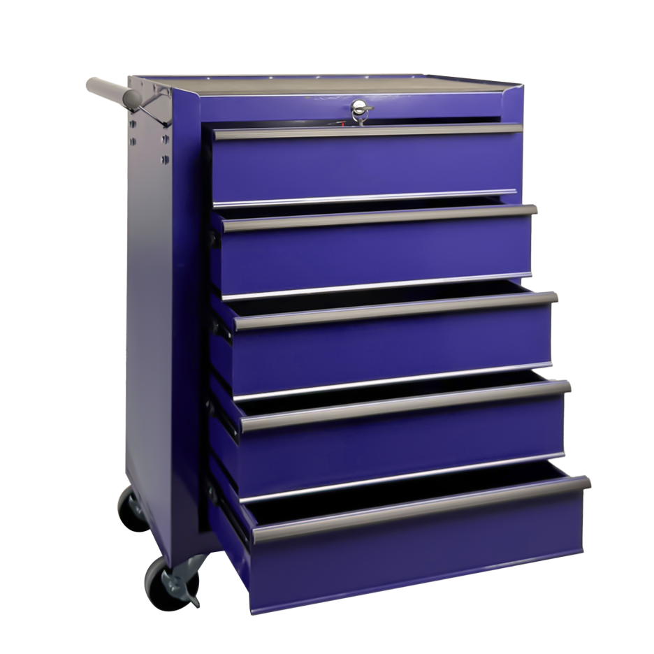 Rolling Metal Tool Chest with 5 Drawers - Purple