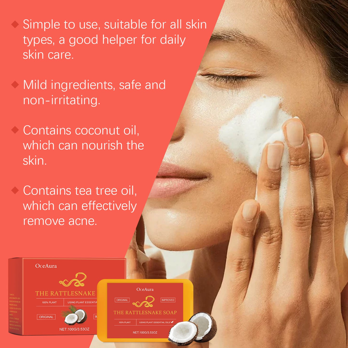 Anti-Acne Facial Cleansing Bar Soap with Essential Oils for Oily Skin