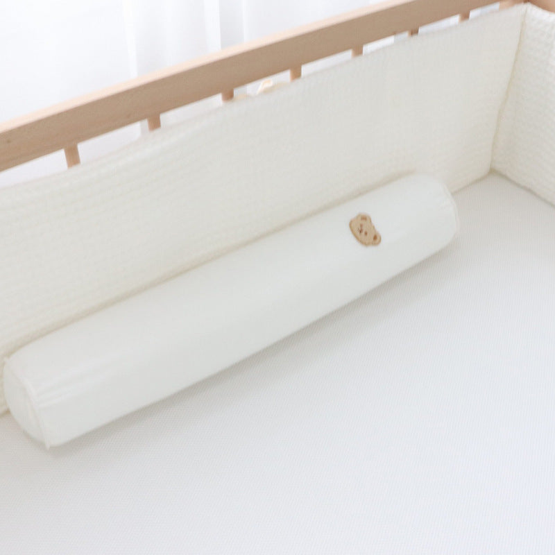 Korean Cotton Bear Embroidery Headboard Pillow - Removable & Washable