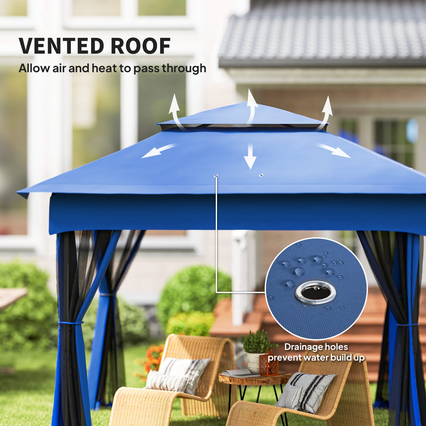 Pop Up Canopy Gazebo Shelter with Zipper Netting - 11x11 Blue