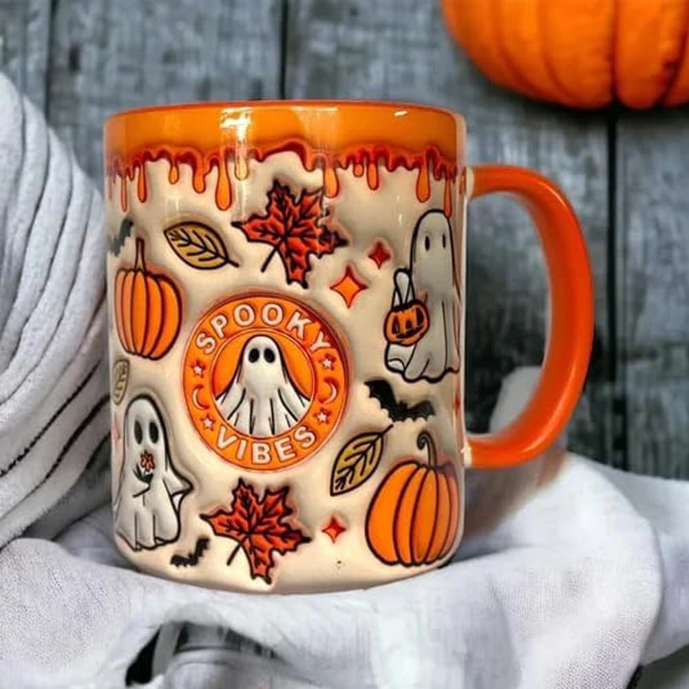 Halloween Pumpkin Ceramic Coffee Mug - 350ml Colorful Home Drinkware