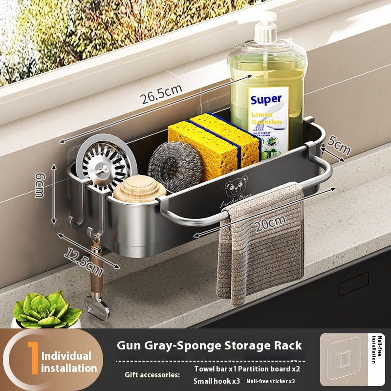 Wall-Mounted Kitchen Sink Storage Shelf Multi-Purpose Organizer