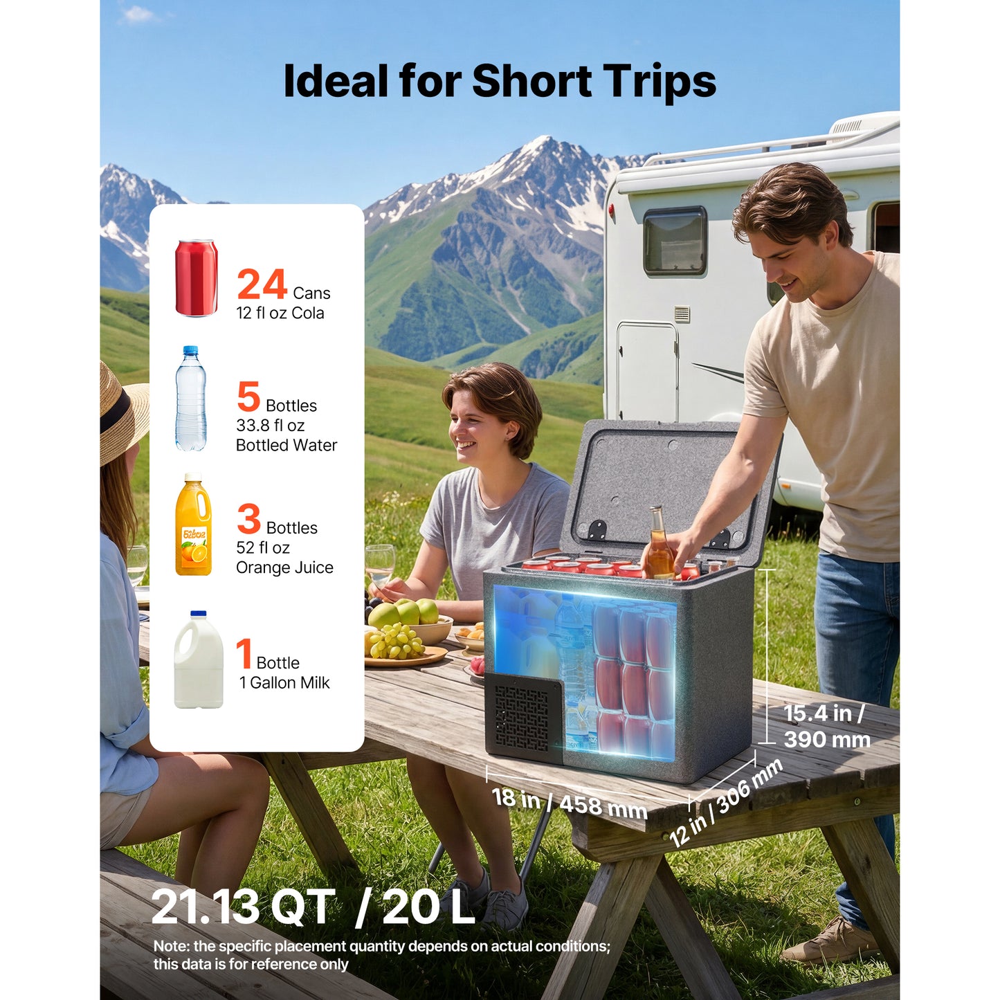 12V Portable Car Refrigerator 21.1QT/20L Cooler with APP Control, Lightweight DC Freezer for Truck RV Boat Camping