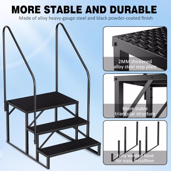 Heavy Duty Pool Steps with Handrail - 660 Lbs Capacity