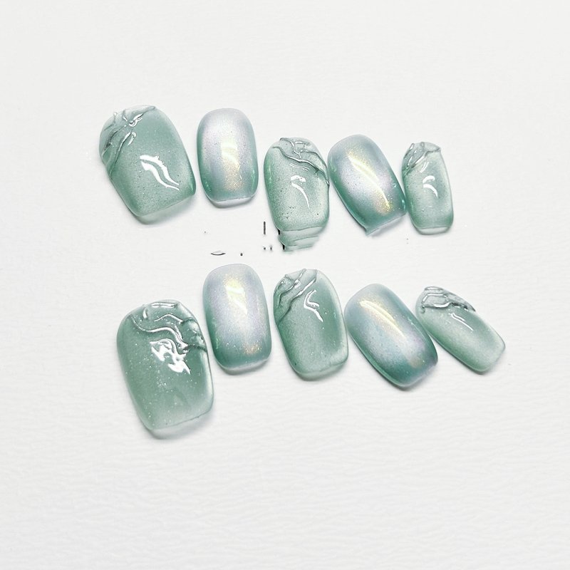 Summer Fake Nail Set - High-End Short Square False Nails for Nail Art