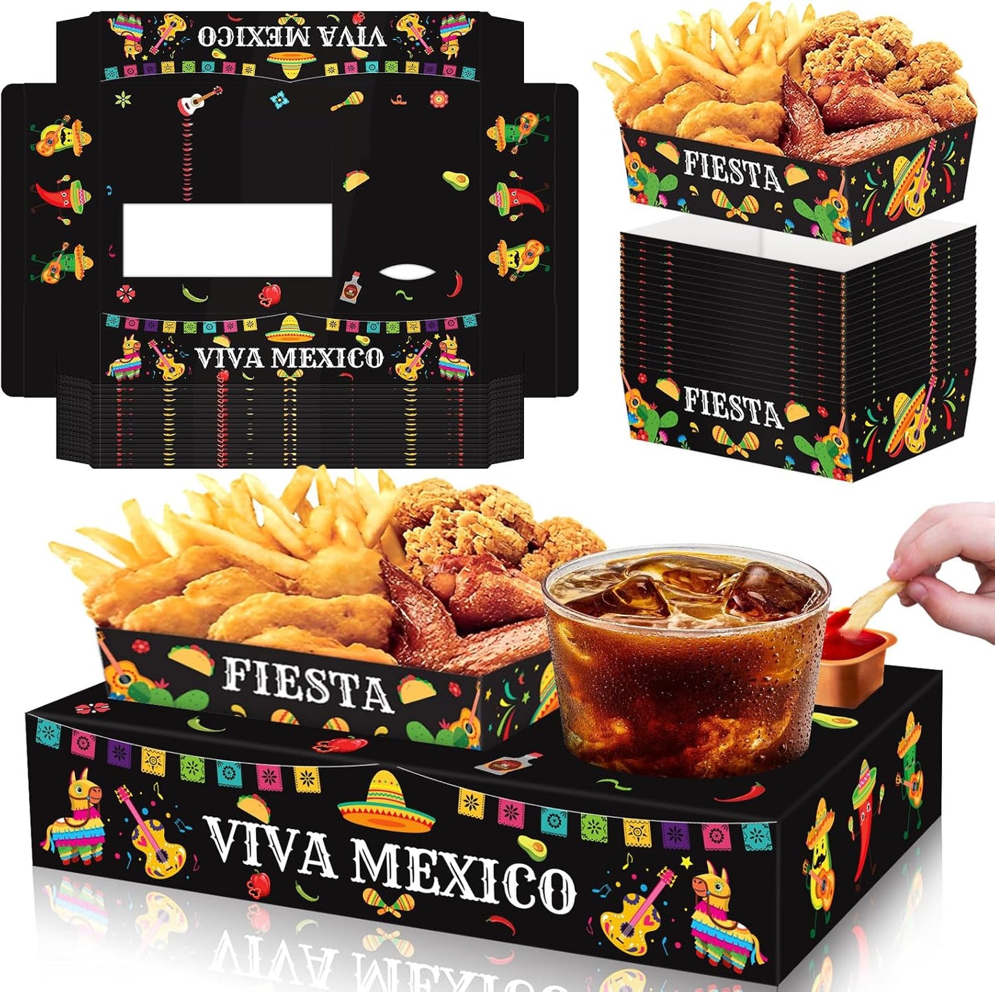 36-Piece Fiesta Snack Trays Set for Movie Night & Parties