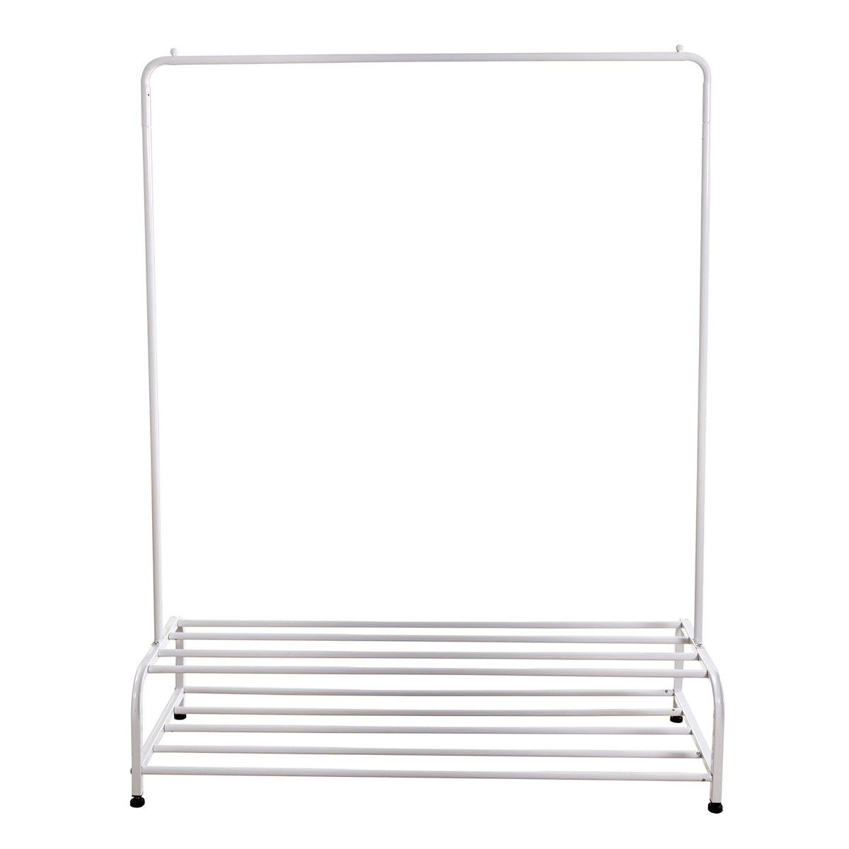 Heavy Duty Metal Garment Rack with Bottom Shelf - White