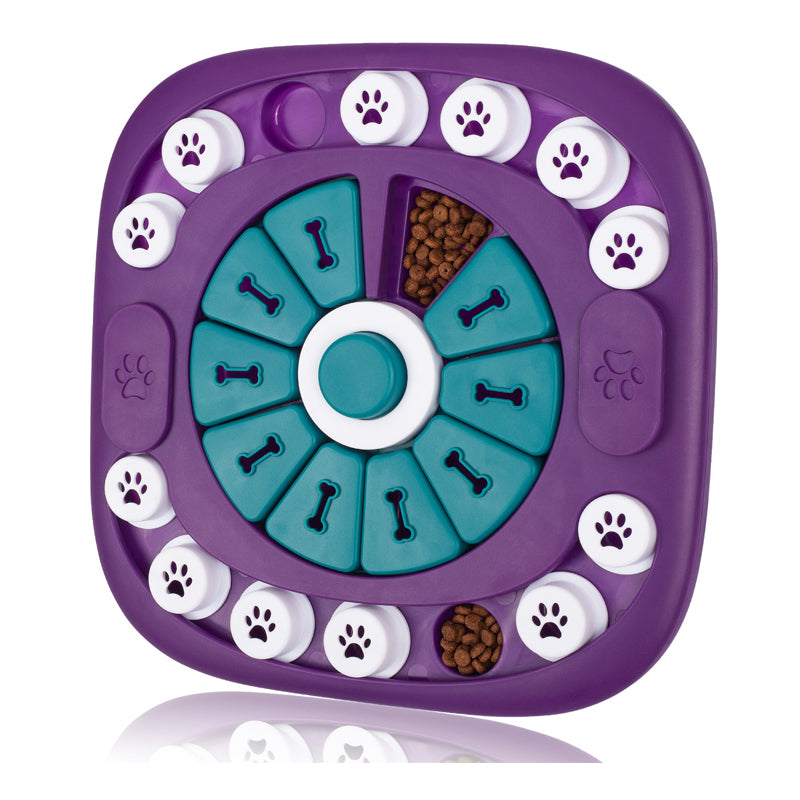 Interactive Dog Puzzle Toy Treat Dispenser for Large Medium Small Dogs - Purple
