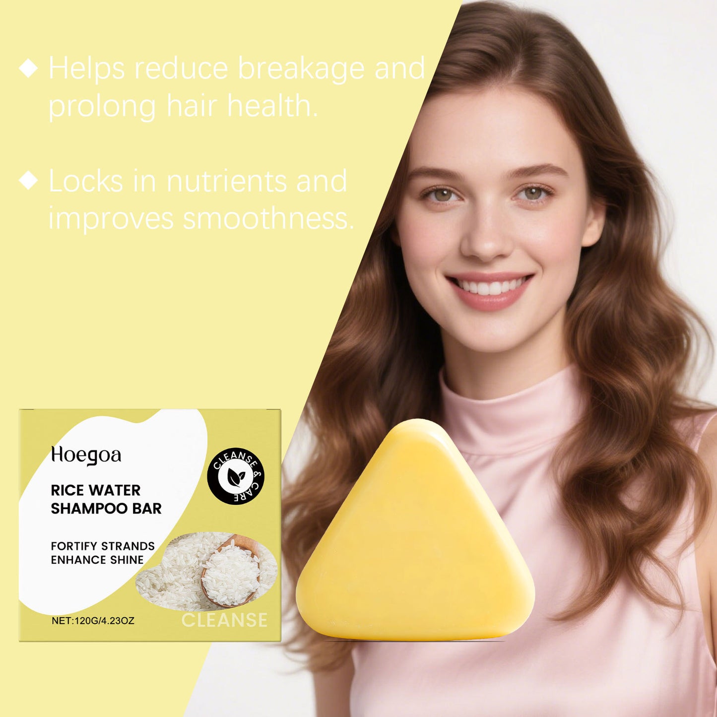 Rice Water Shampoo Bar - Natural Hair Cleansing Bar with Shea & Oils 120g