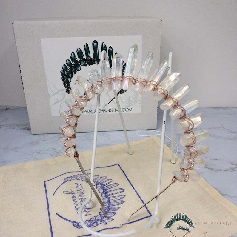 Natural Crystal Crown Hair Accessory Unisex Colorful White & Gold Variants