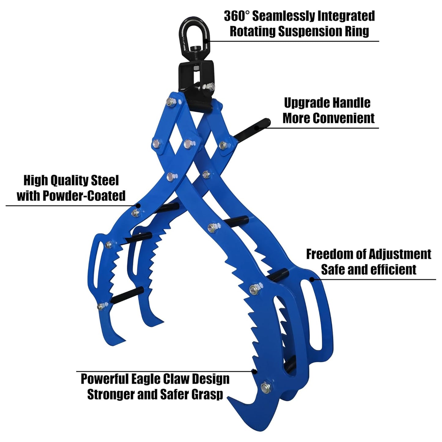 36 Inch Log Lifting Tongs - Heavy Duty 5000 LBS Steel Grapple