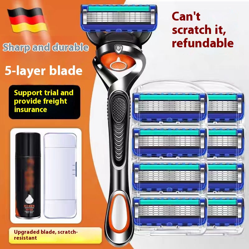 Men's 5-Layer Manual Razor Shaver with Blade Refills