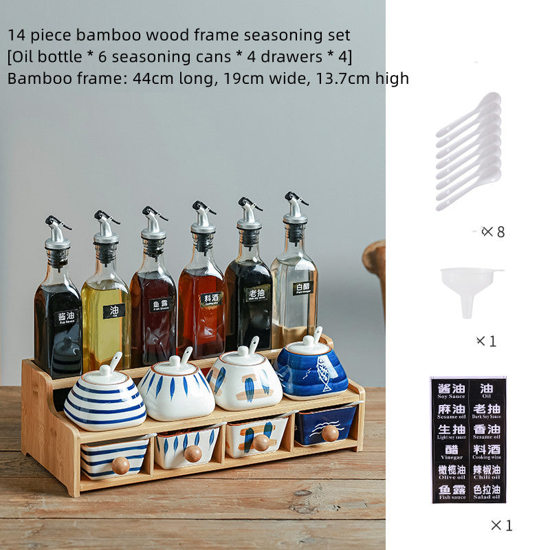Japanese Style Spice Box Set Multiple Sizes Ceramic Kitchen Organizer
