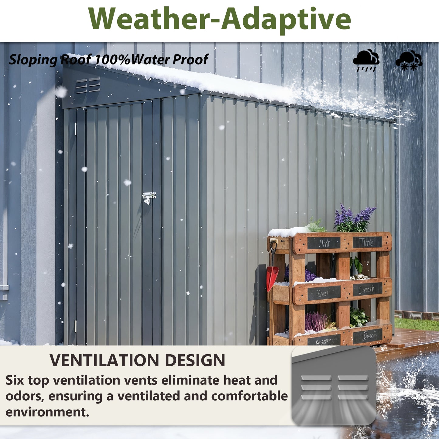 4x7 Foot Lean-To Shed - Heavy-Duty Steel Outdoor Storage