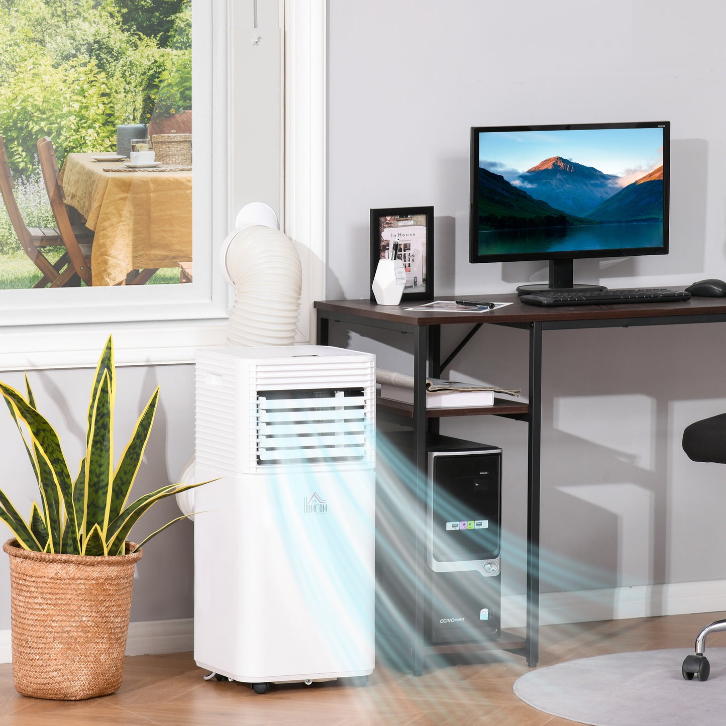 Portable 8000 BTU Air Conditioner with Remote, Dehumidifier & Timer - White