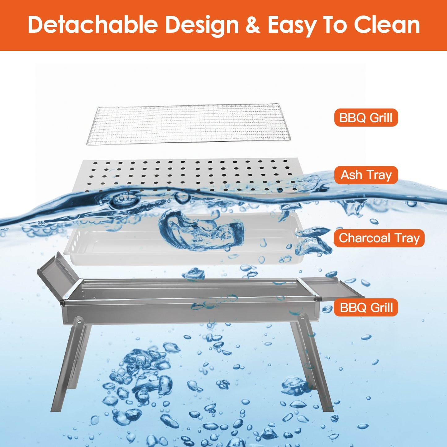 Portable Foldable Charcoal BBQ Grill - Tabletop for Camping