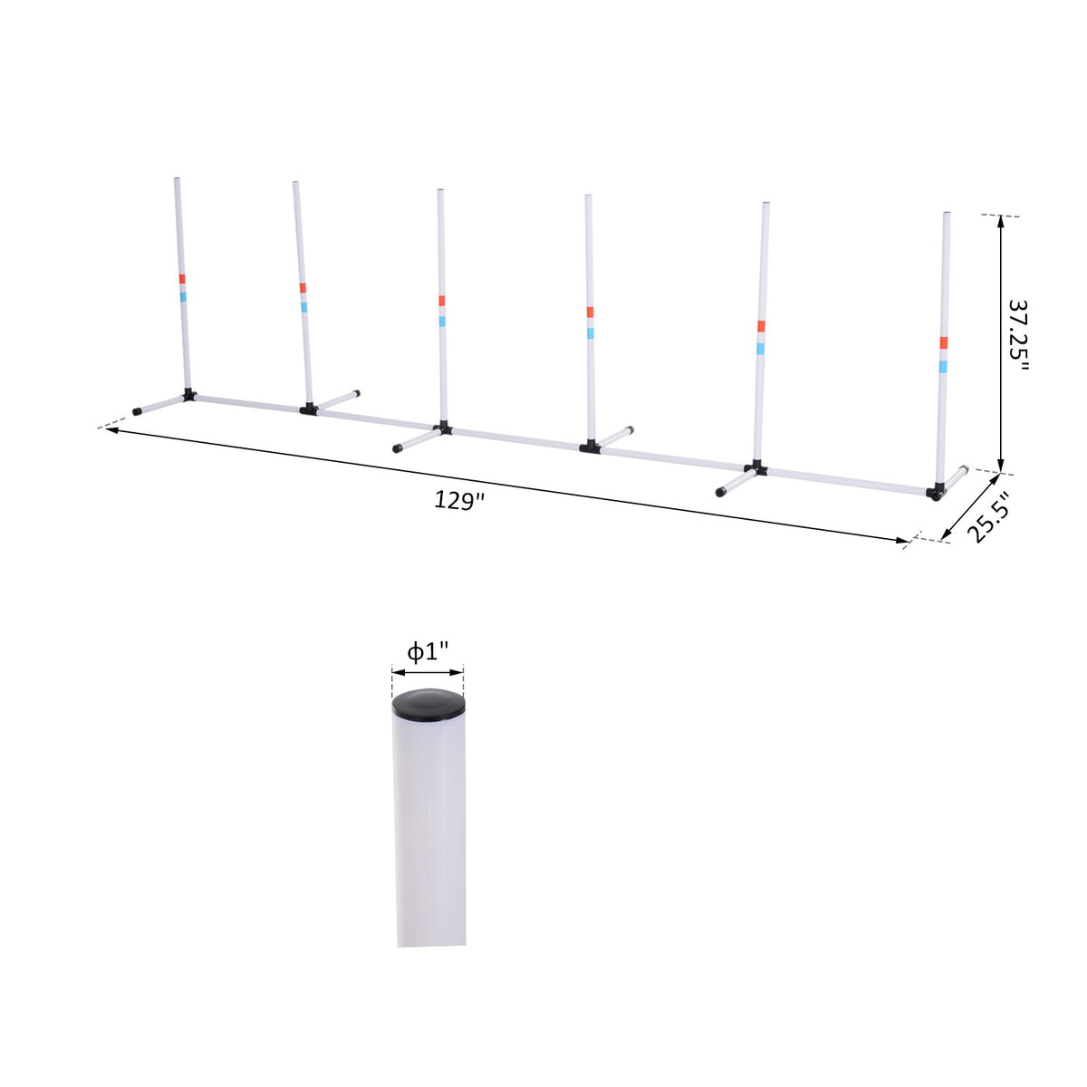 Dog Agility Poles Set - Outdoor Weave Poles for Training & Play, Includes Storage Bag