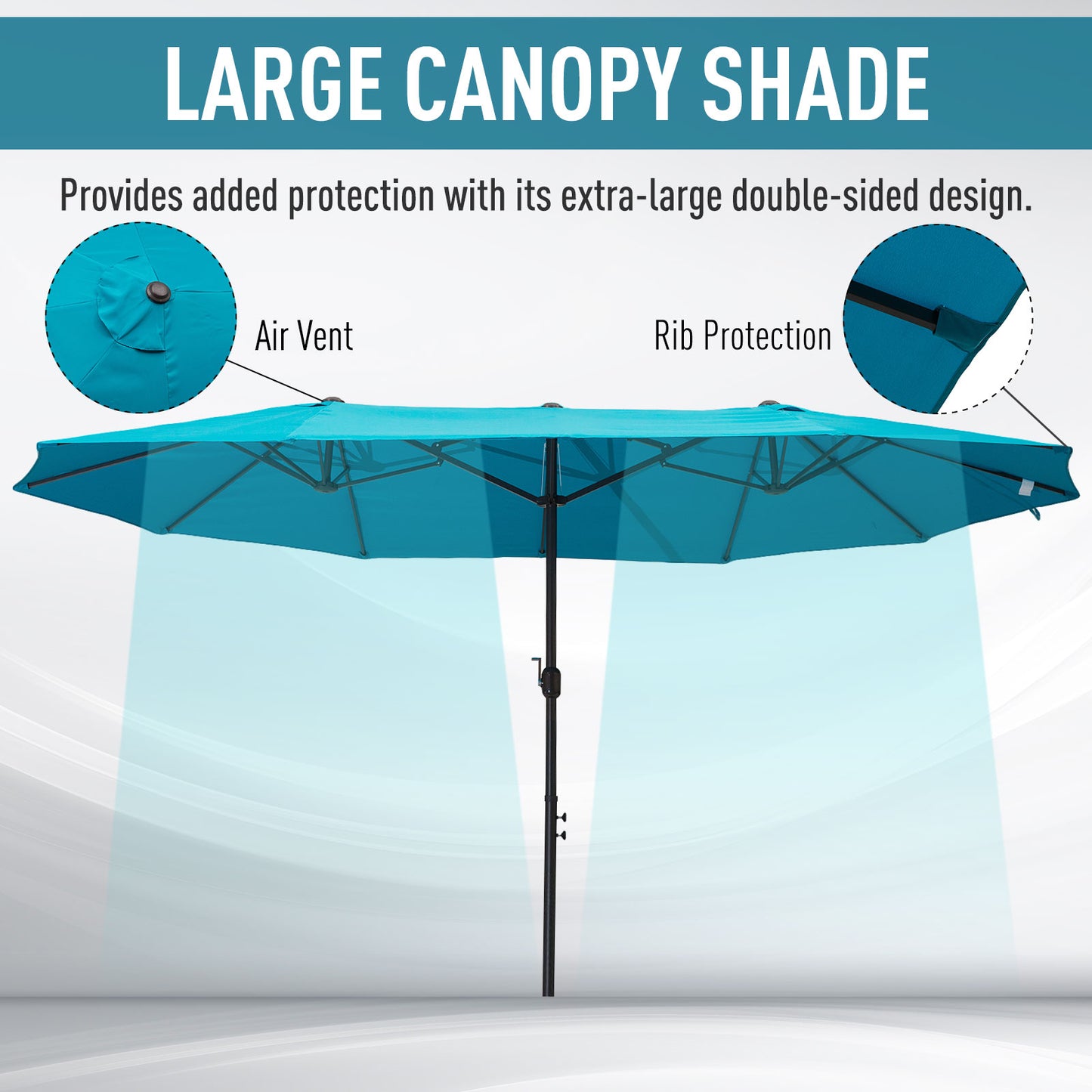 15ft Double-Sided Patio Umbrella with Crank - Blue