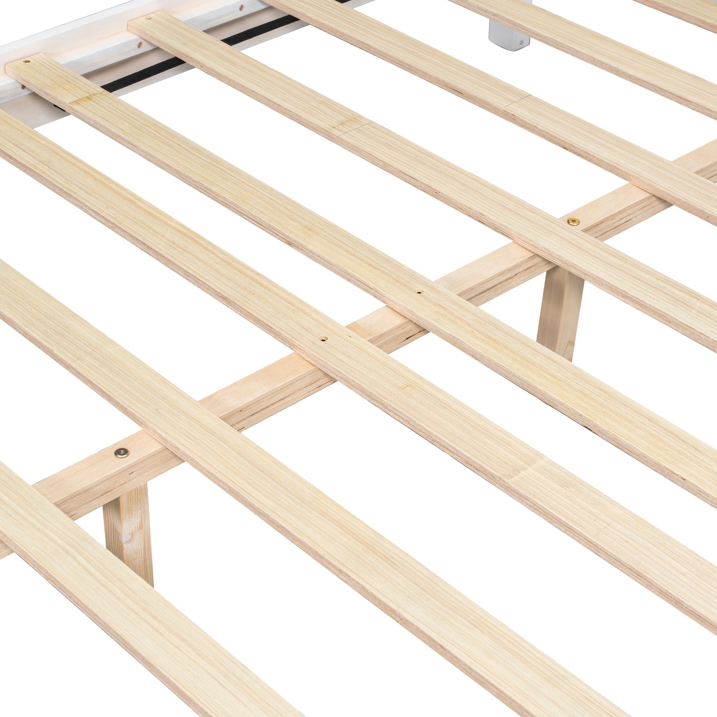 Stylish Queen Size Bed Frame - White Solid Wood, 600lbs Capacity