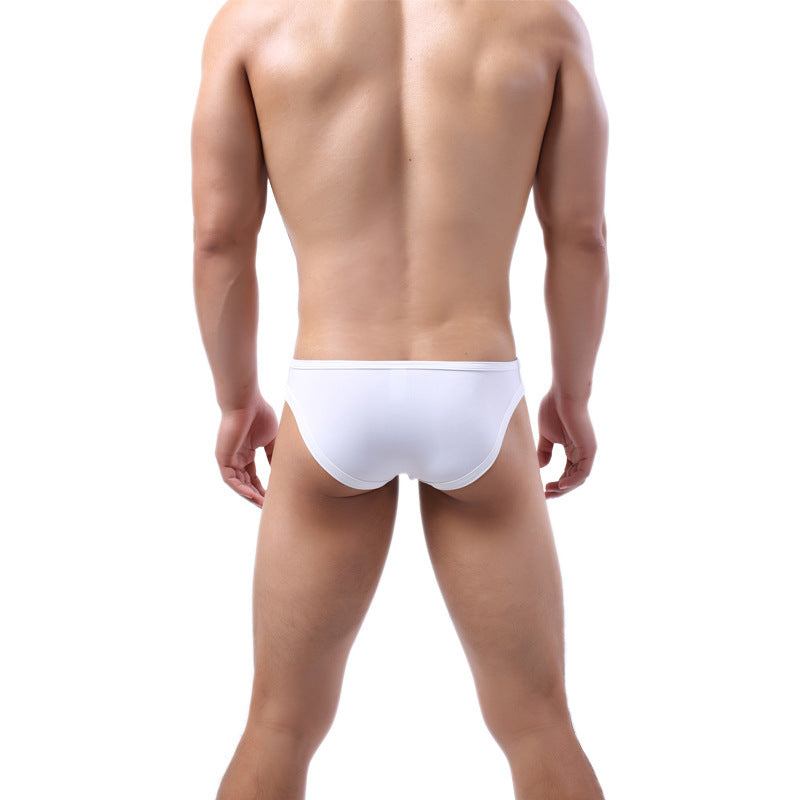 Men's Ice Silk Briefs with Mesh Edge - Comfortable Low Waist Underwear