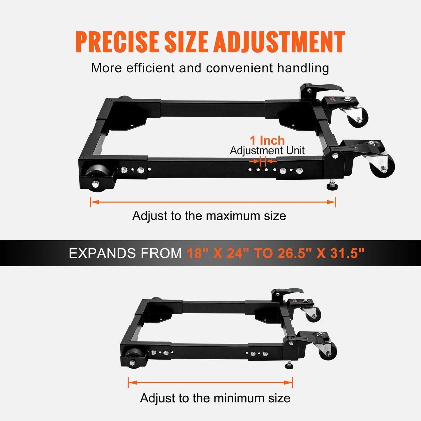 Heavy Duty Mobile Base Stand 1500Lb Capacity for Tools & Machines - Black