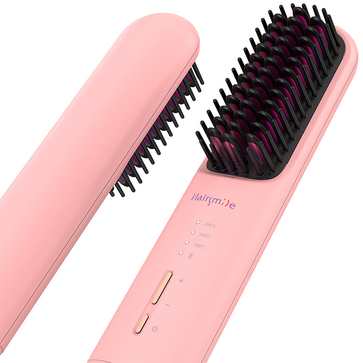 Portable Cordless Hair Straightener Brush - USB Rechargeable Ionic Comb