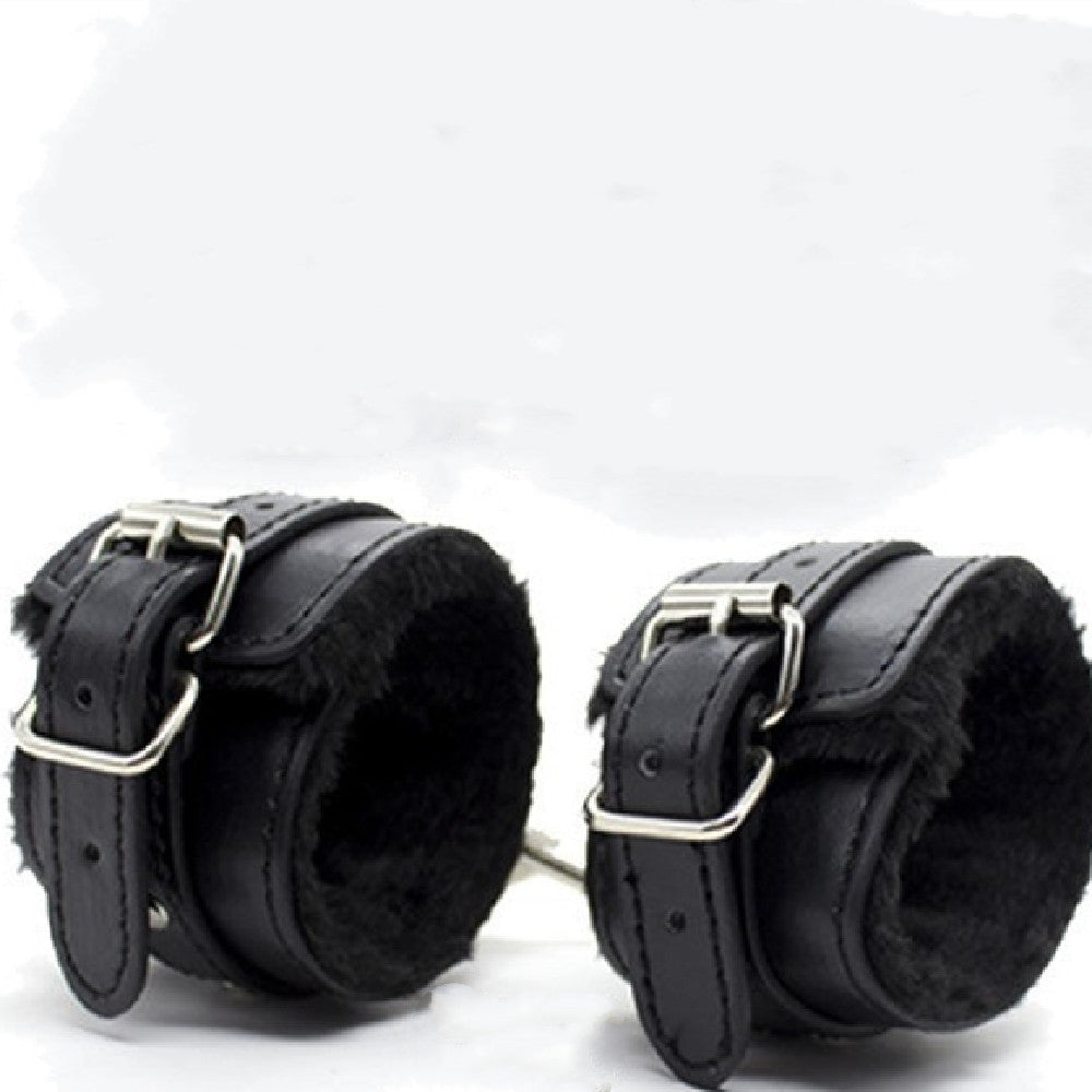 Double-Layer Leather Love Heart-Shaped Racket with Handcuffs and Blindfold - Adult Wellness Game Set
