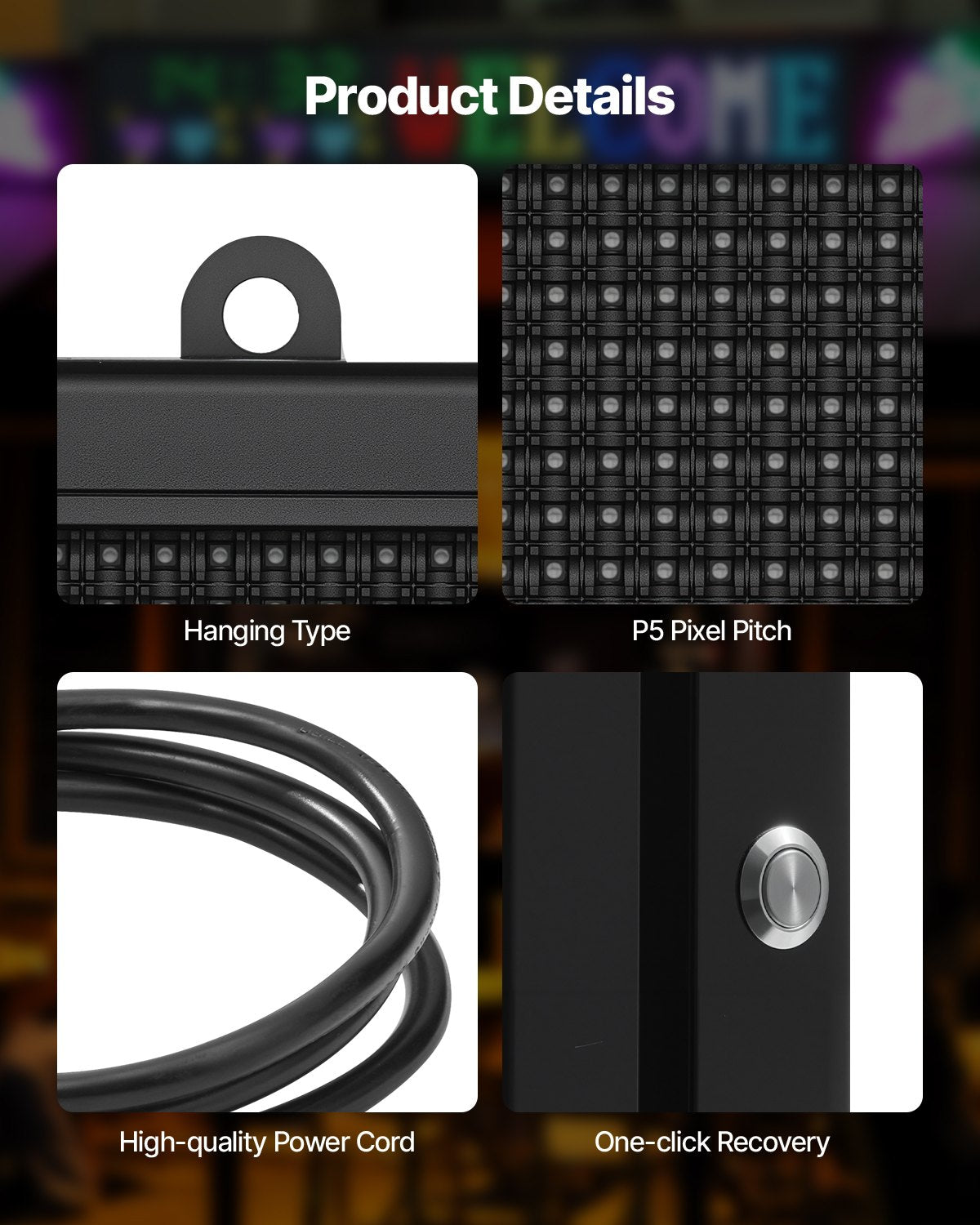 Programmable LED Sign - 27x14 Inch Full-Color Scrolling Display