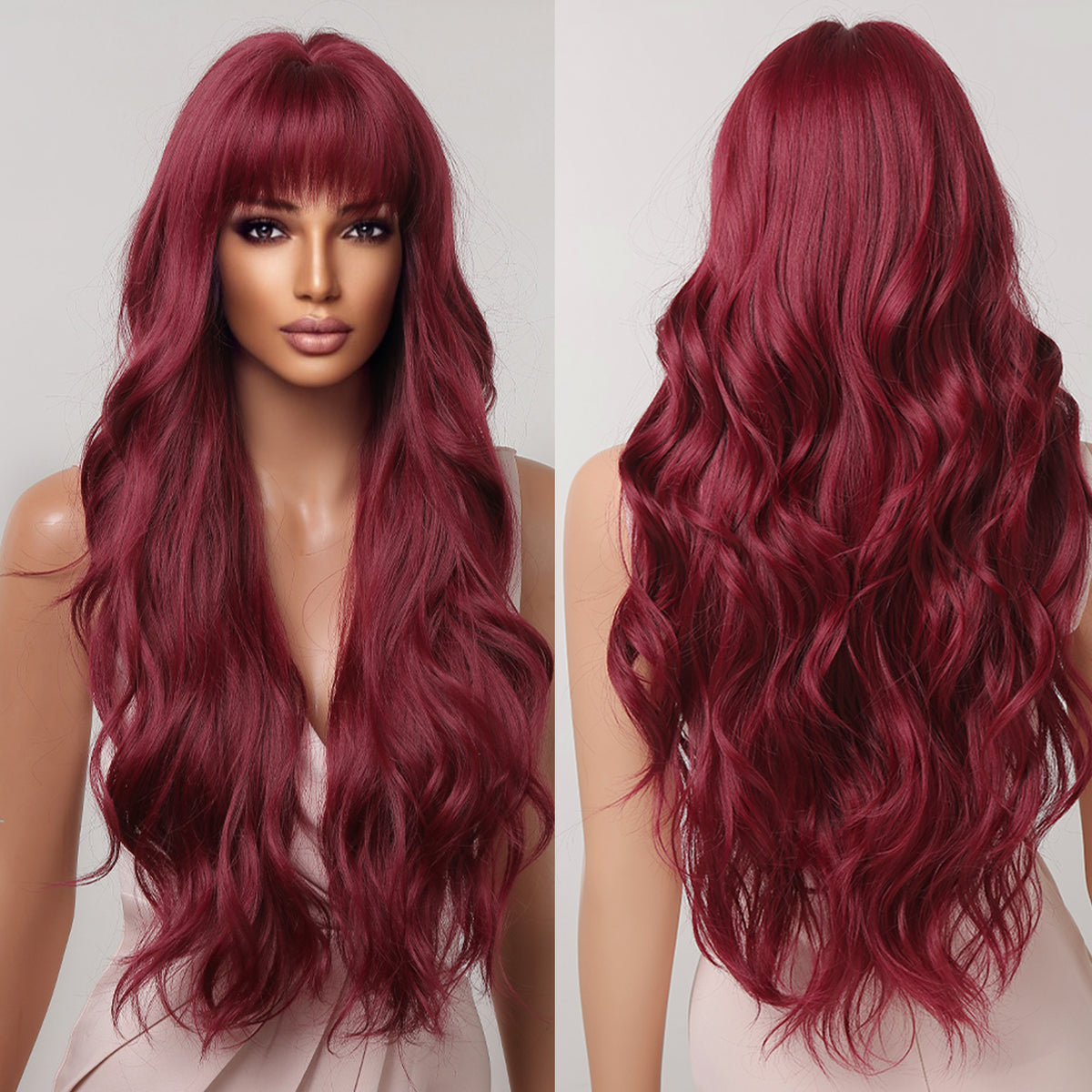 Long Curly Wig with Bangs - High Temperature Synthetic Hair